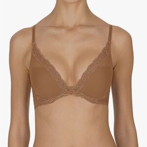 Natori Feathers Lace Trimmed Brown Bra 36B